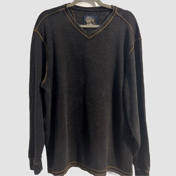 Blue Pronto Uomo Men’s Gray V-Neck Textured Shirt Gold Stitching Size Large - Picture 1 of 8